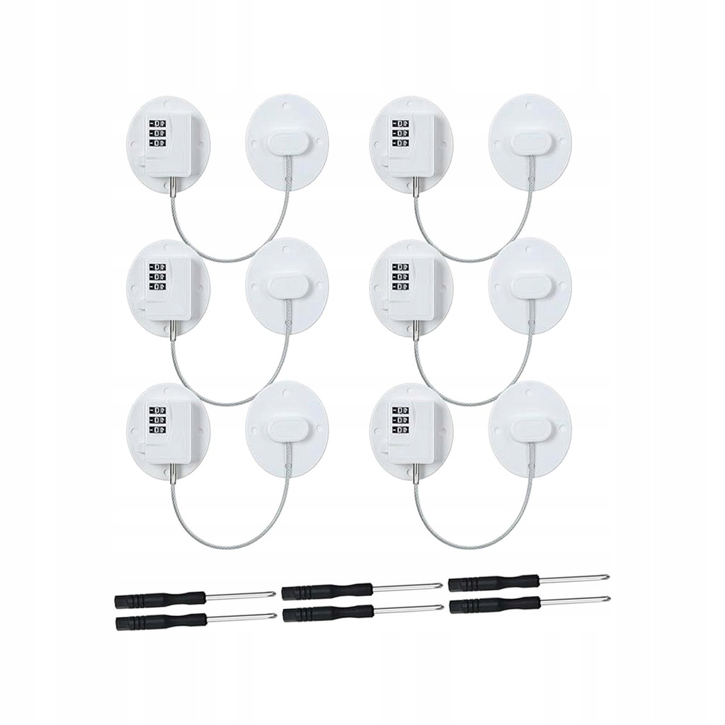 6Pcs Drawer Locks Combination Fridge Lock Child Protection White
