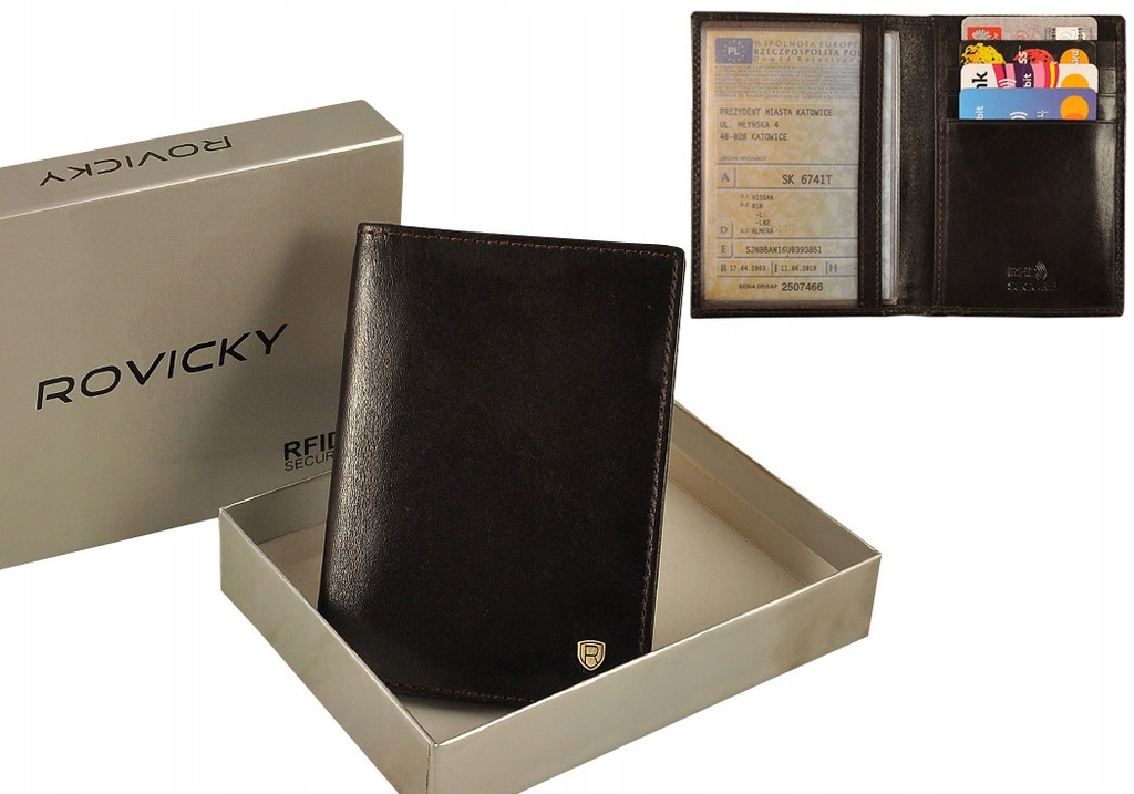 PREMIUM skórzane ETUI ROVICKY dowód rejestrac. No8