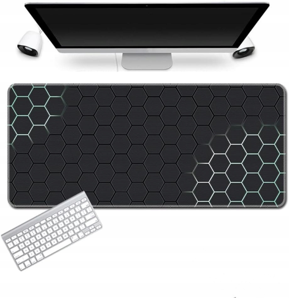 Gamingowa podkładka pod mysz na biurko duża 80x30 cm czarna plastry miodu