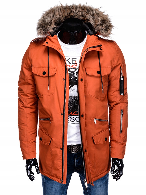 Купить Мужская зимняя куртка с капюшоном 382С кирпич М: отзывы, фото, характеристики в интерне-магазине Aredi.ru