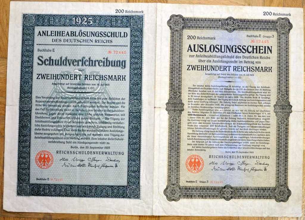 Obligacja Rzeszy Niemieckiej - 1925 r.