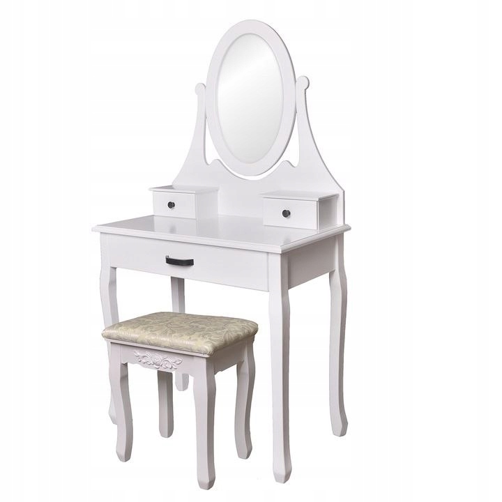 Toaletka kosmetyczna z lustrem + taboret 3 szuflad