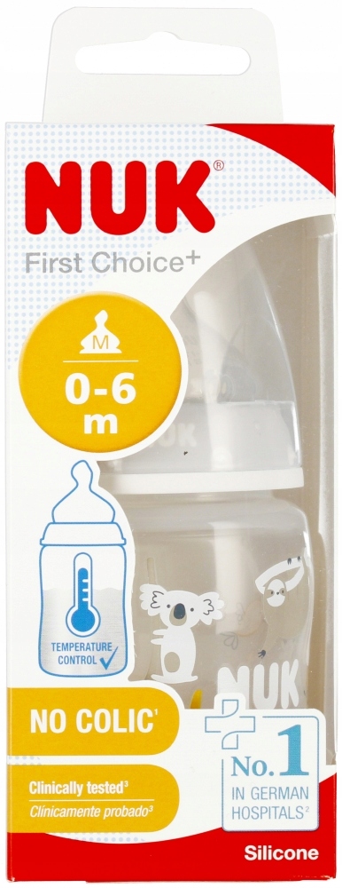 NUK Butelka z wskaźnikiem temp.150 ml 0-6m First Choice popielata