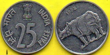 INDIE 25 Paise 1988 r.