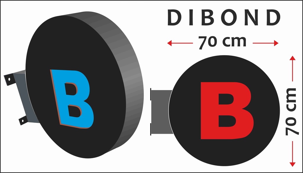 DIBOND Kaseton dwustronny okrągły 70x70 / led
