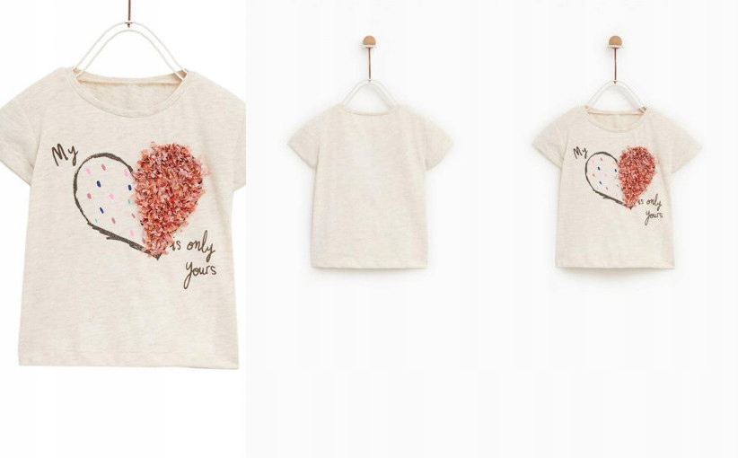 R5T206*ZARA KIDS T-SHIRT DZIEWCZĘCY Z SERCEM A00