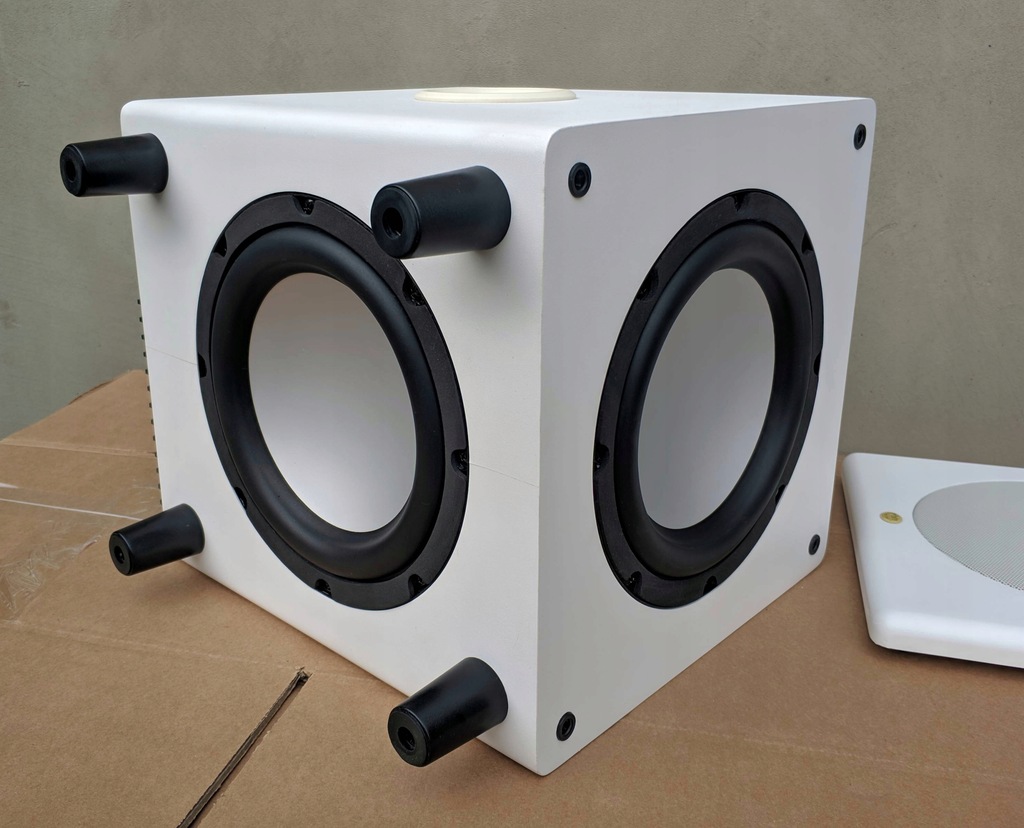 biały subwoofer RBH MS-8.1 |200W RMS| 2x 20cm| USA