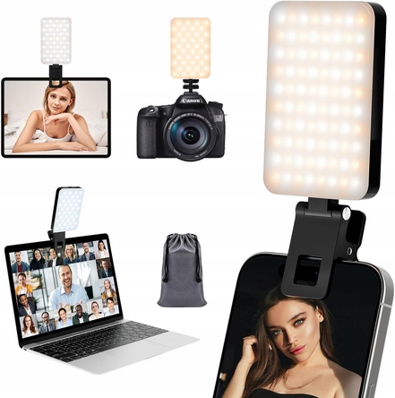 Lampa lampka LED do selfi RealPlus na telefon laptopa klips 5 trybów koloru