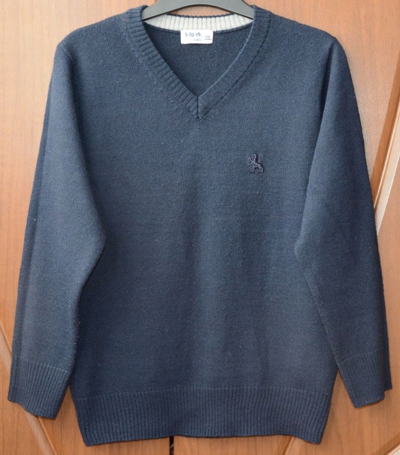 5.10.15. Granatowy elegancki sweter r. 128 / 134
