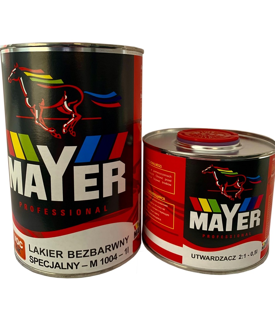 Dwuskładnikowy Lakier Bezbarwny 2:1 M1004 Komplet z Utwardzaczem 1,5L MAYER