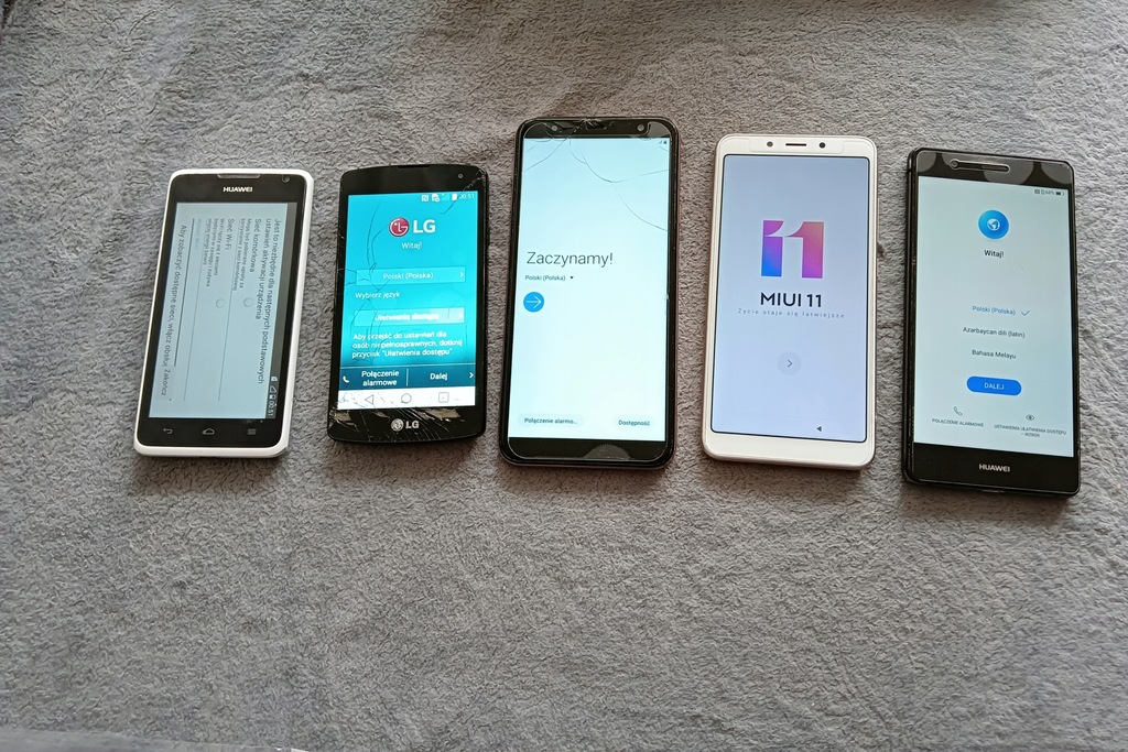 zestaw smartfony działające samsung xiaomi redmi 6 huawei P9 LITE LG F60