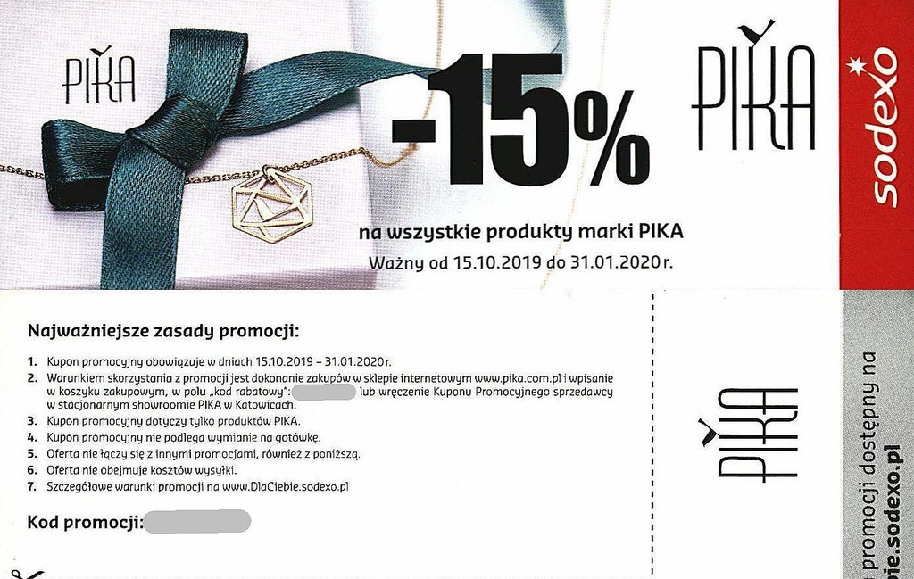 Kupon Promocyjny Bon SODEXO -15% produkty PIKA