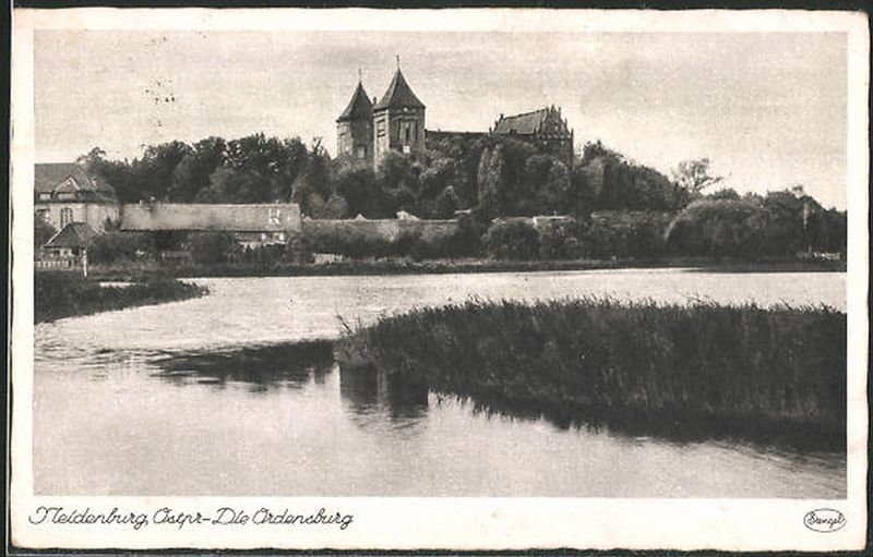 NIDZICA Neidenburg zamek widok znad jeziora 1944