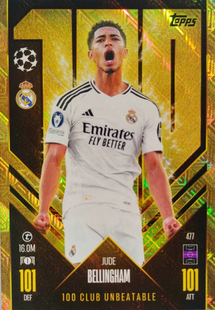 Jude Bellingham #127 ベリンガム RC TOPPS MATCH ATTAX 2024-2025 100 CLUB UNBEATABLE 477 JUDE