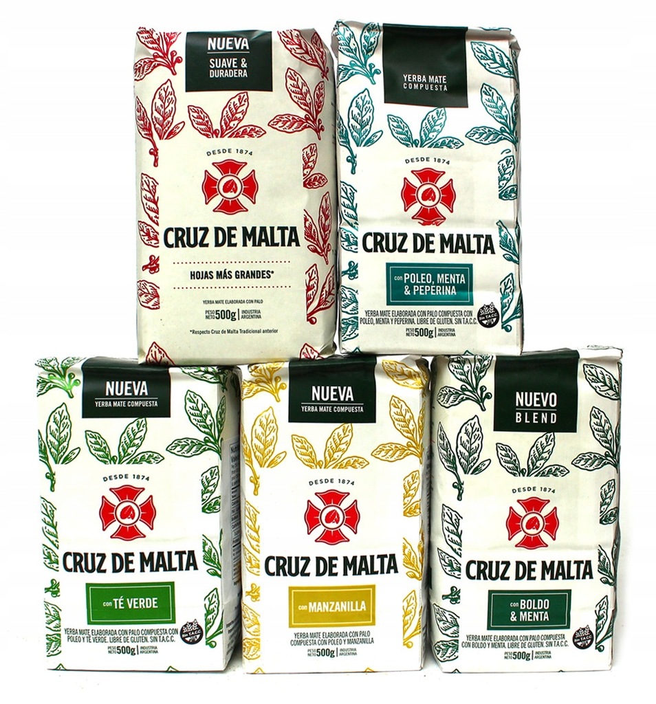 Zestaw Yerba Mate Cruz de Malta 5x 500g con 2,5 kg