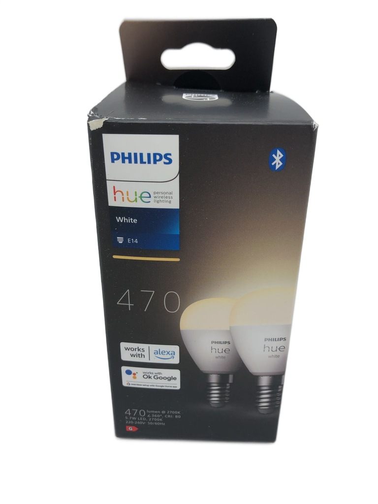 Żarówki Philips Hue Luster E14 5,7w 2700k 7,7x4,5 cm Białe 2 szt.