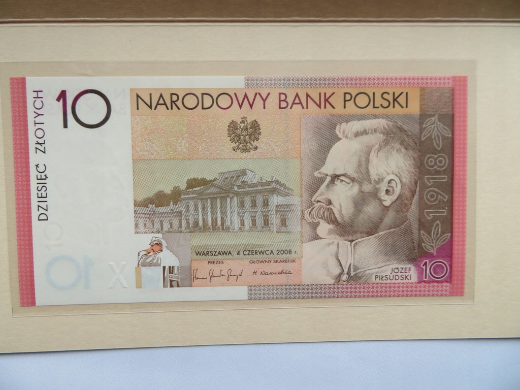 banknot - 10 zł 2008, J. Piłsudski , niski numer ON0001277