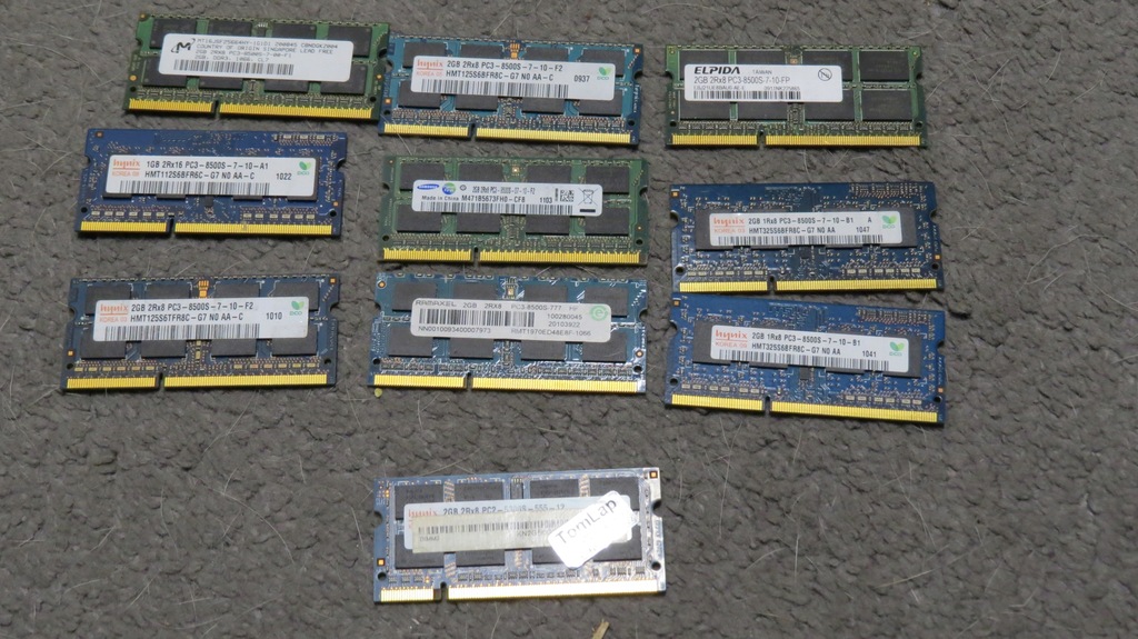 Pamięć RAM DDR3 2GB 2RX8 PC3 8500S do Laptopów