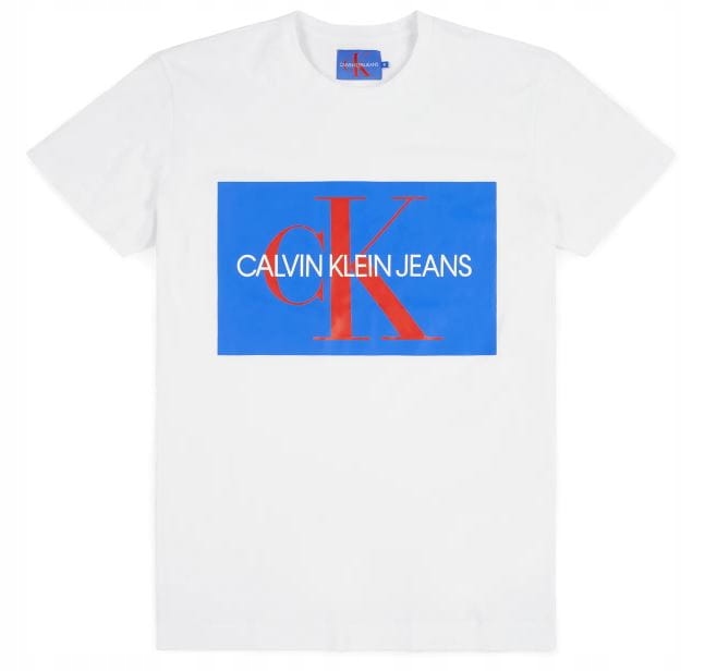 MĘSKI biały CALVIN KLEIN JEANS koszulka T-shirt M