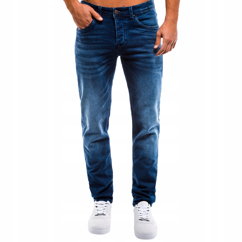 OMBRE Spodnie męskie jeansy klasyczne P864 nieb. S