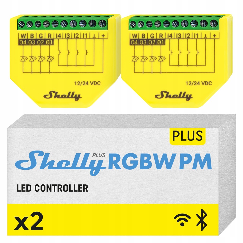 Shelly Plus RGBW PM - Smart kontroler do taśm LED 2 szt.