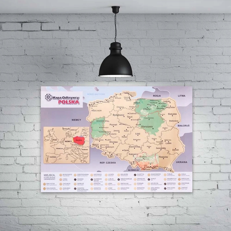 Mapa Odkrywcy Polska plakat ZDRAPKA w tubie duża