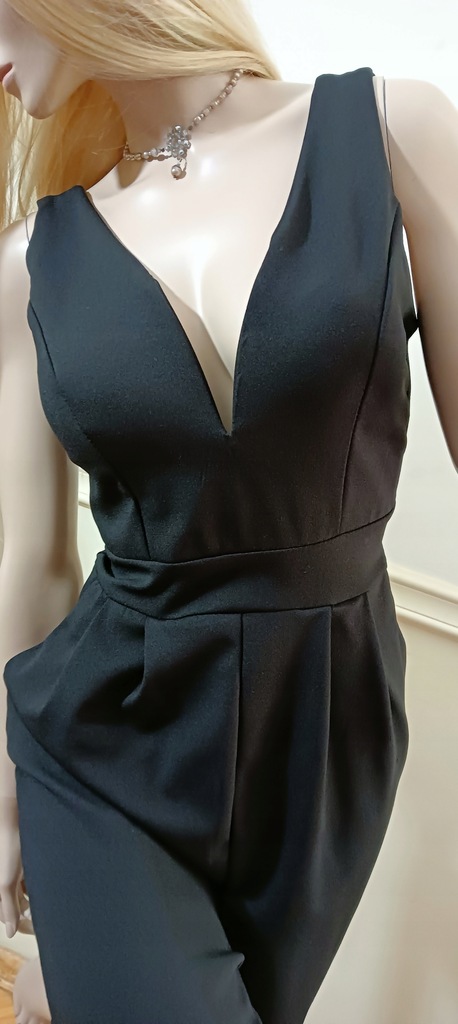 FLOYD CZARNY KOMBINEZON DEKOLT FISZBINY M 12240154949