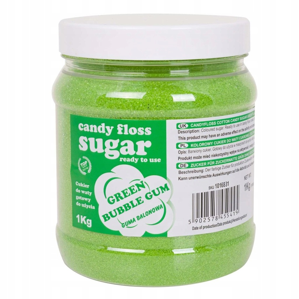 Kolorowy cukier do waty cukrowej zielony o smaku g