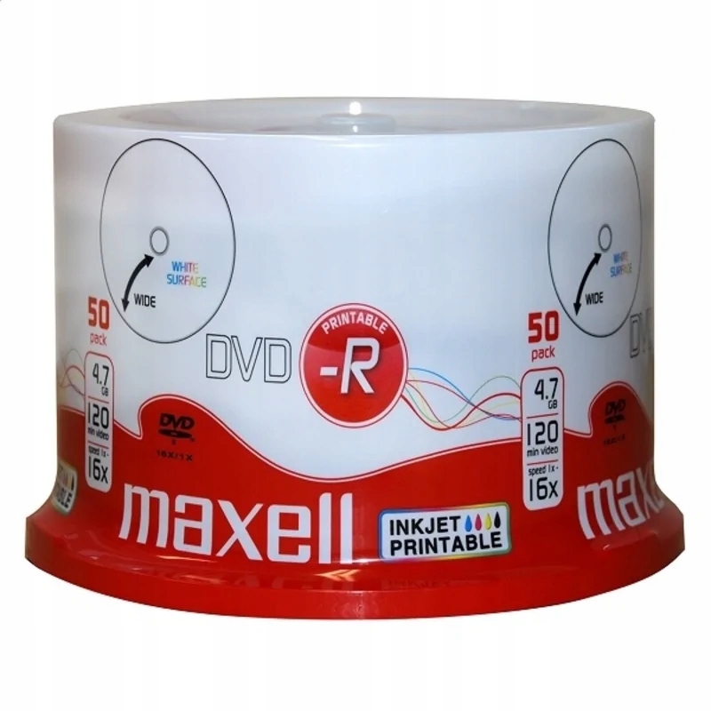 MAXELL DVD-R 4,7GB 16X PRINTABLE FF WHITE CAKE*50