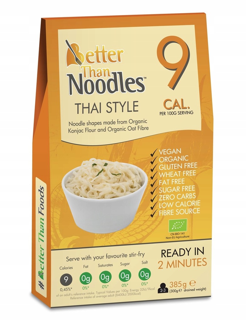 MAKARON (KONJAC) TYPU NOODLE THAI STYLE BEZGLUTENOWY BIO 385 g (300 g) - BE
