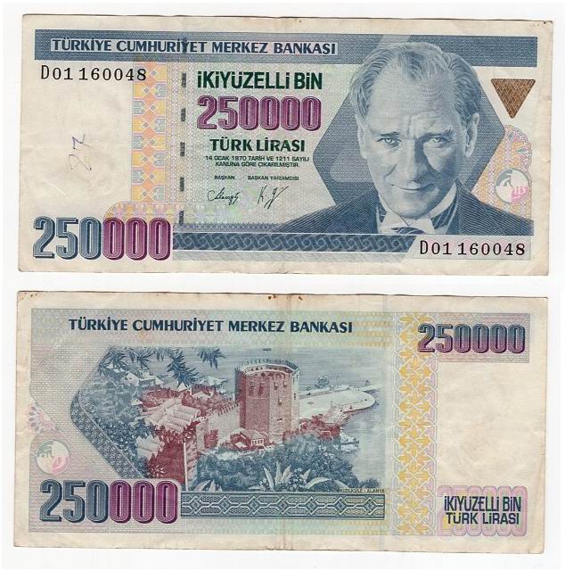 TURCJA (1970) 1992 250000 LIRASI