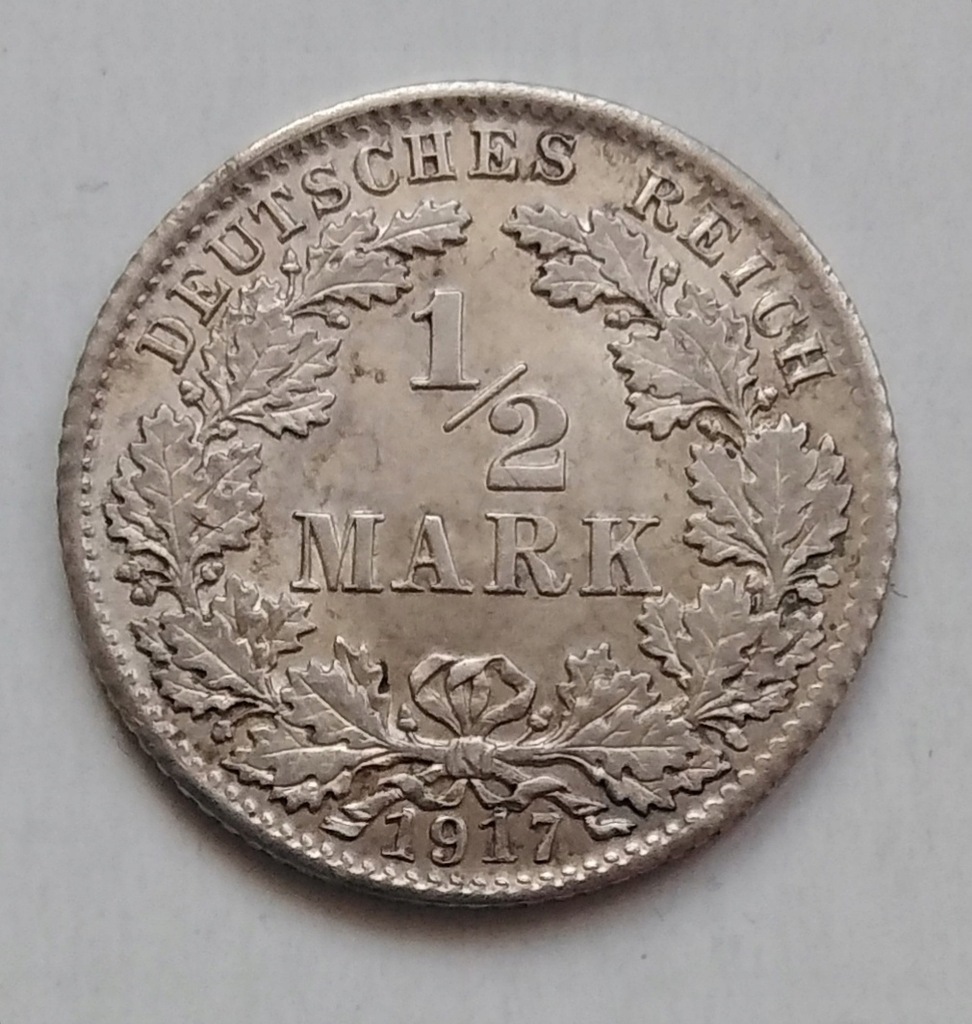 moneta 1/2 MARKI Niemcy 1917 r. D Wilhelm II