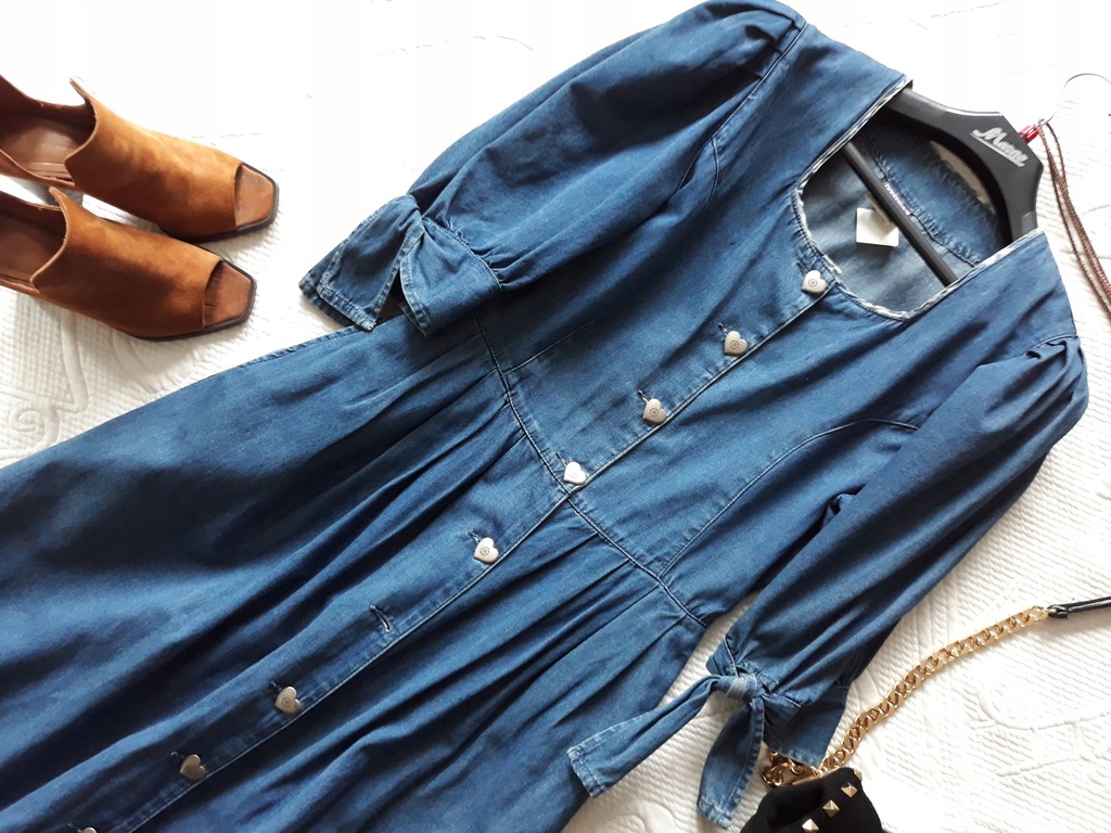 VINTAGE JEANSOWA SUKIENKA BIURO BOHO BUFKI S