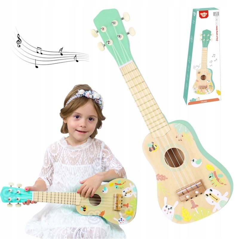 TOOKY TOY Drewniane Ukulele Gitara dla Dzieci 3+