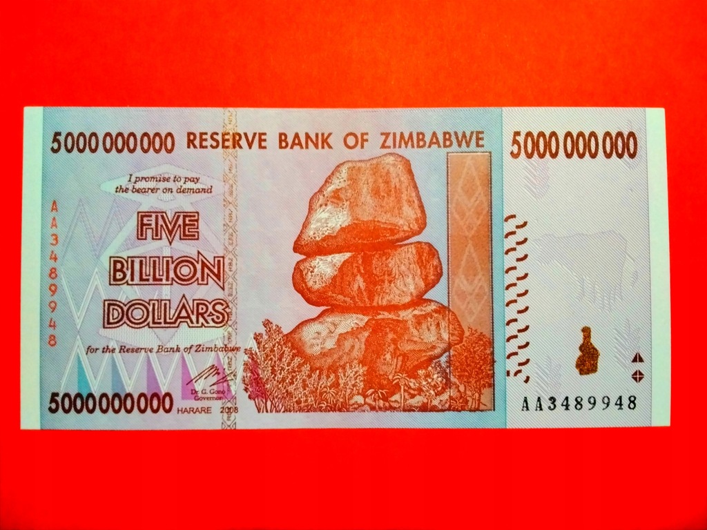 Zimbabwe 5000000000 Dollars 2008 P84 UNC