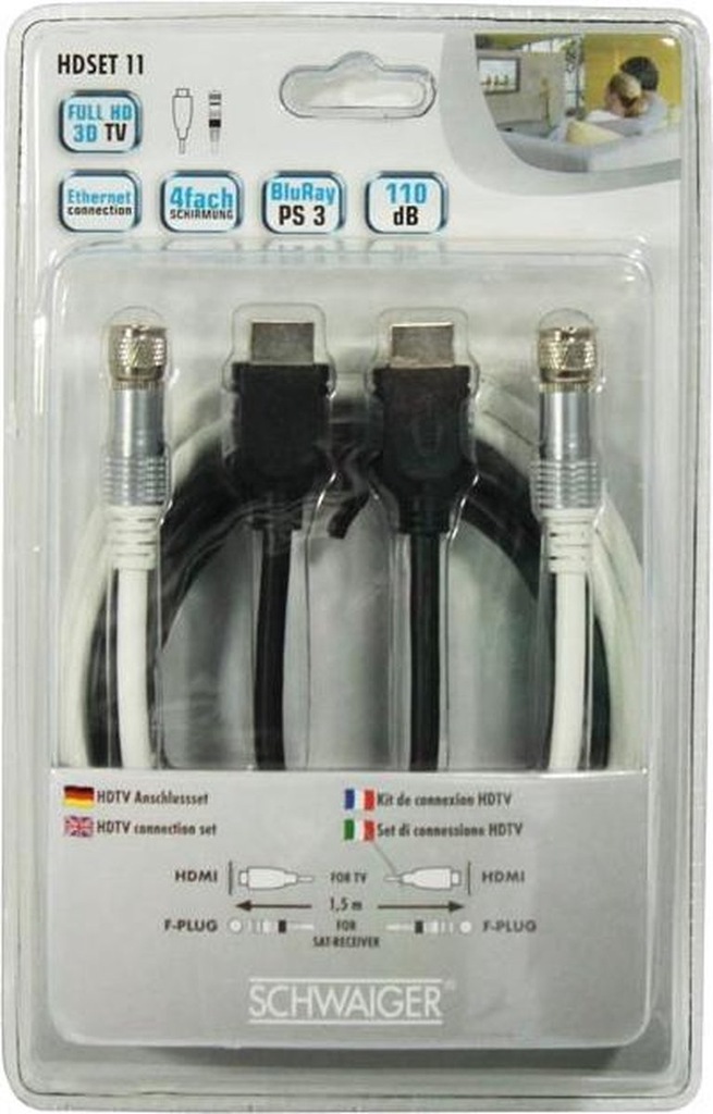 Zestaw Schwaiger Kabel antenowy + HDMI 1,5m /P79