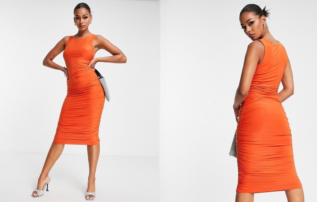 Parisian Pomarańczowa obcisła sukienka midi XS