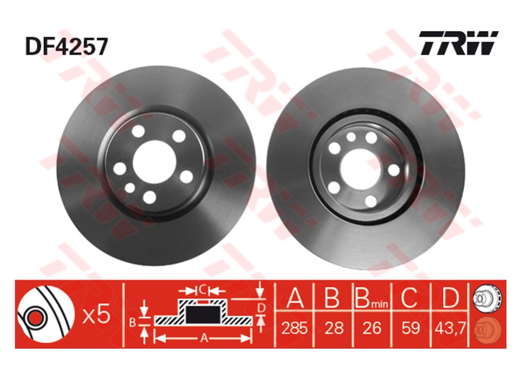 TRW TARCZE HAMULCOWE PRZÓD PEUGEOT 807 EXPERT 7390134132