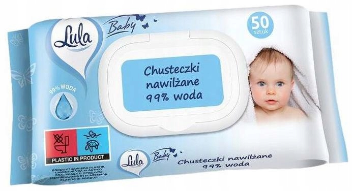 Chusteczki Nawilżane bezzapachowe 99% Woda Click Top Lula Baby 50 sztuk