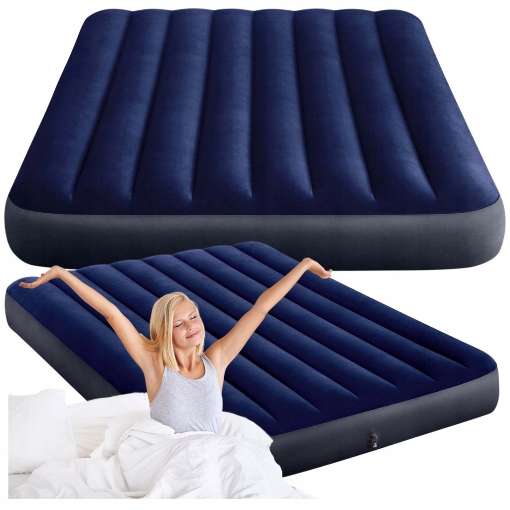 MATERAC DMUCHANY Dwuosobowy ŁÓŻKO DMUCHANE 191x137cm WYGODNY WYTRZYMAŁY