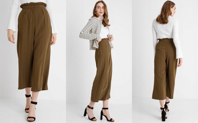 B25K009 SPODNIE KHAKI LUŹNE PASY TOPSHOP TALL 40