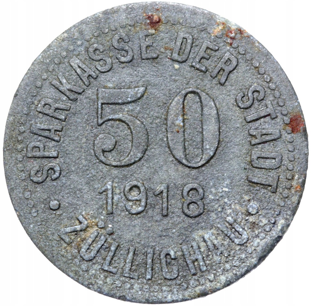 + Zullichau Sulechów NOTGELD 50 Pfennig 1918 cynk