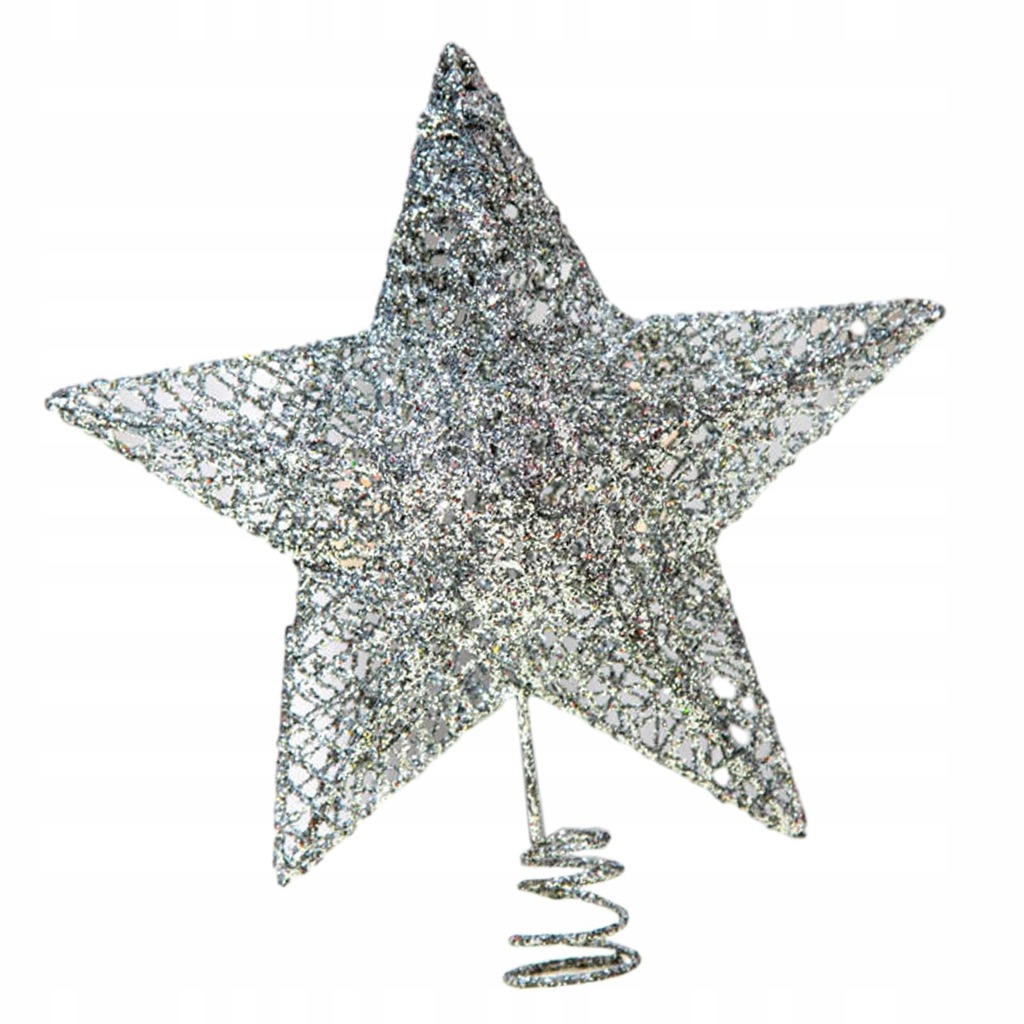 Christmas Tree Top Star Hanging Decoration Glittered Christmas Argent 20cm