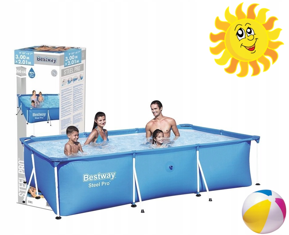 DUŻY BASEN OGRODOWY STELAŻOWY 300x201x66 BESTWAY