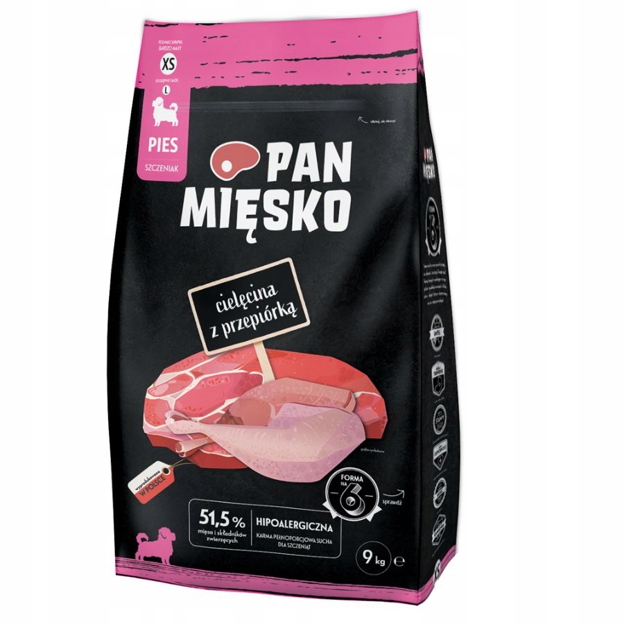 Pan Mięsko CIELĘCINA z PRZEPIÓRKĄ SZCZENIAK USZKODZONE OPAKOWANIE XS 6,7kg