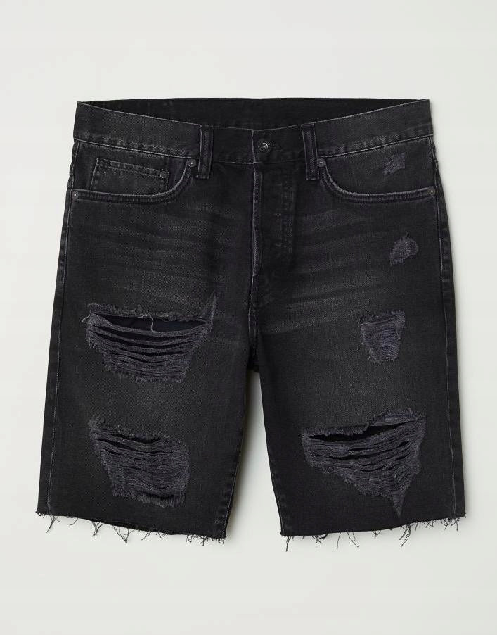 26N178 H&M__MJ9 SPODENKI JEANS DZIURY__W30