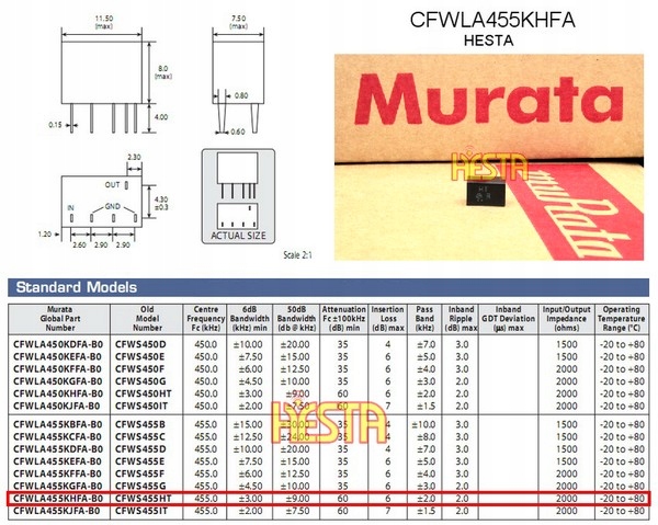 Купить Керамический фильтр 455 кГц +/- 3 кГц - muRata - 455HT: отзывы, фото, характеристики в интерне-магазине Aredi.ru