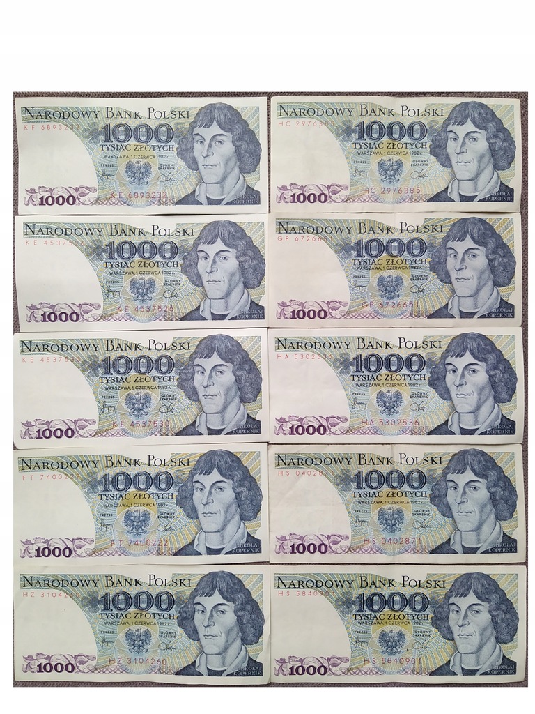 10 BANKNOTÓW-1000 ZŁ.1982