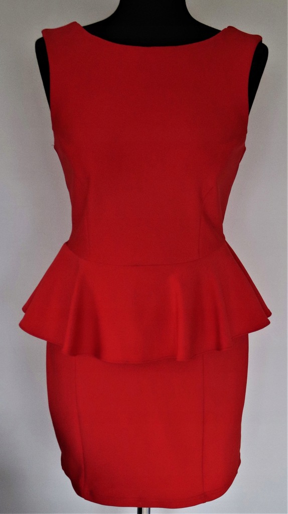 TOPSHOP czerwona seksowna sukienka z baskinką