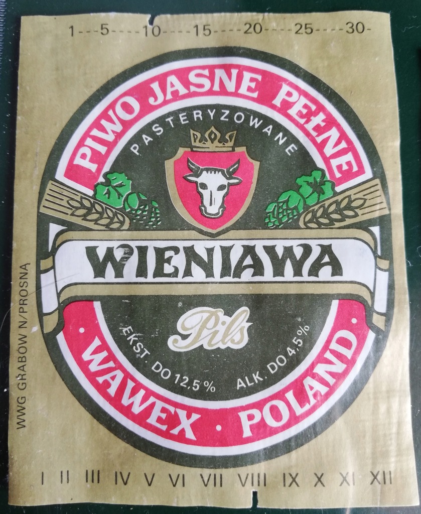Etykieta piwo J.P. WIENIAWA PILS browar Wawex
